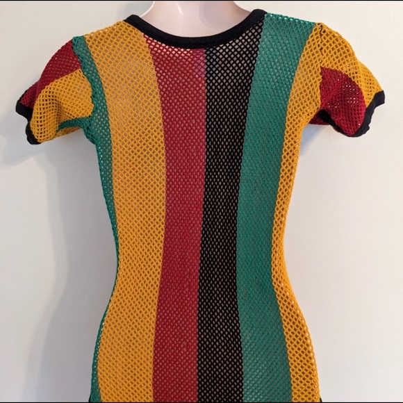 Crochet knit mesh Rasta dress small/medium - Picture 7 of 12